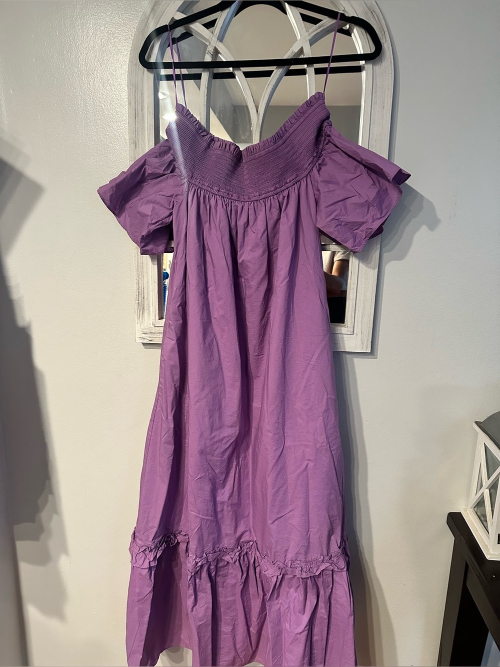 Hyacinth House - lavender Off-Shoulder Casual Maxi Dress with Ruffle Hem
